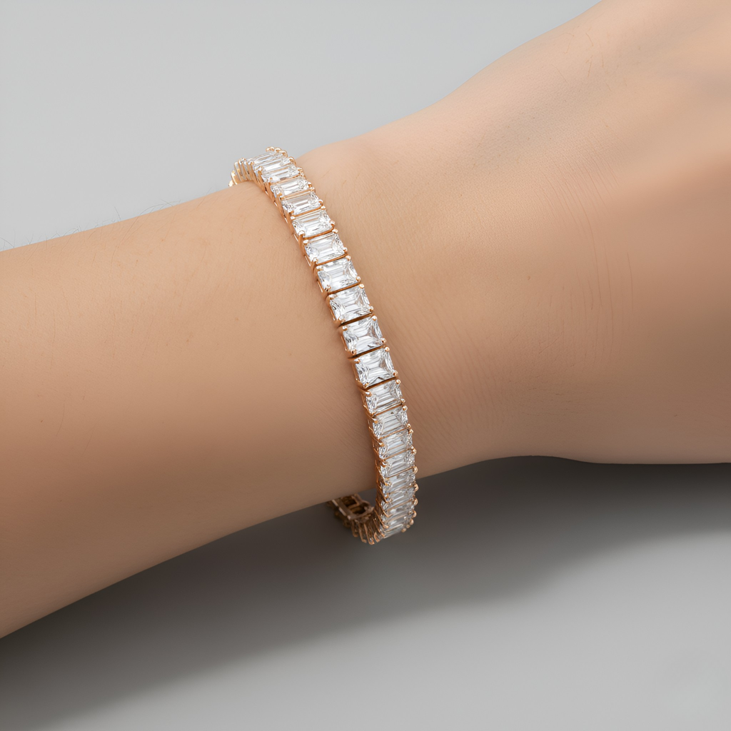 Gold Baguette Tennis Bracelet - Oh Rosewood