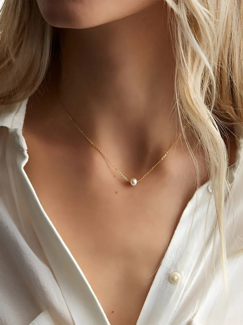 Single Pearl Chain Necklace - Oh Rosewood