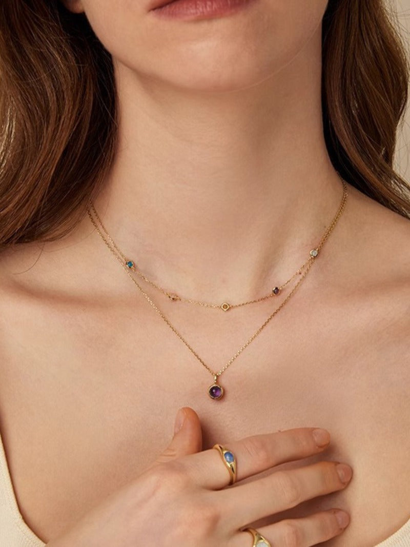 Multi-Stone Dot Necklace - Oh Rosewood