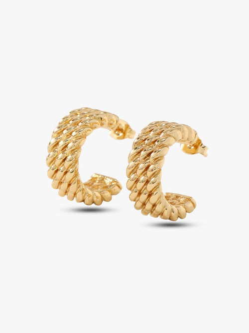 Braided Chain Hoop Earrings – Silver - Oh Rosewood