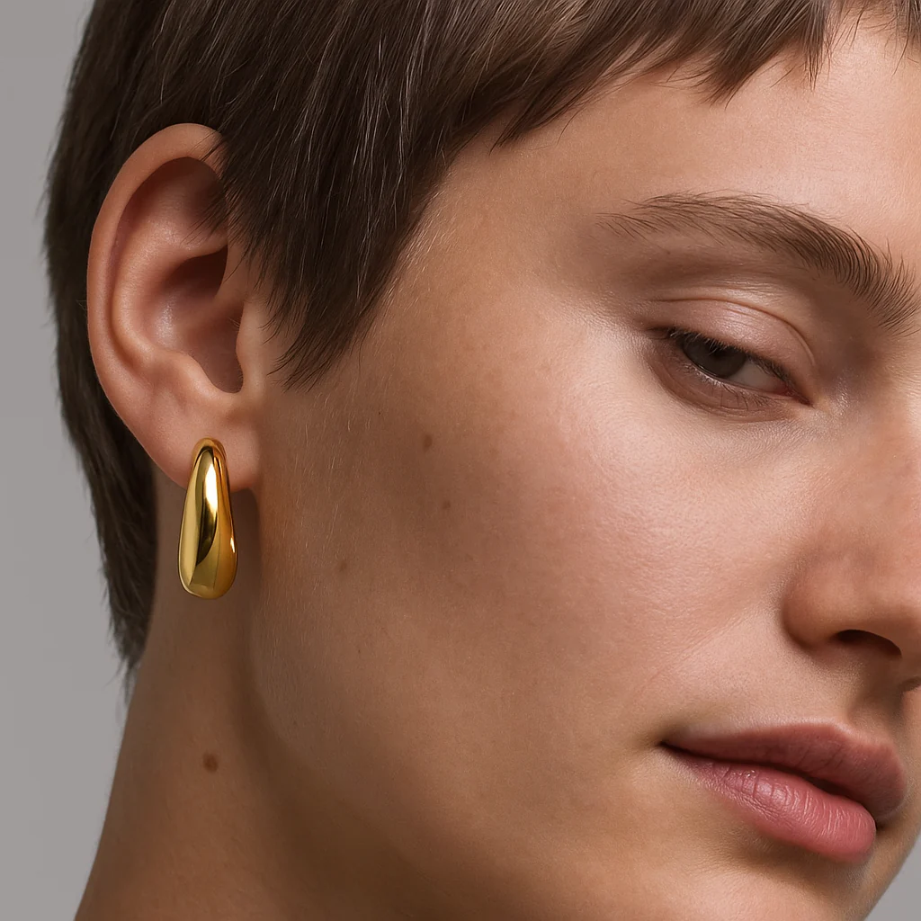 Yellow Gold Oval Earrings - Oh Rosewood