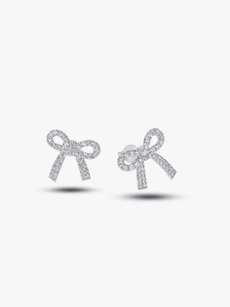Crystal Bow Stud Earrings - Oh Rosewood