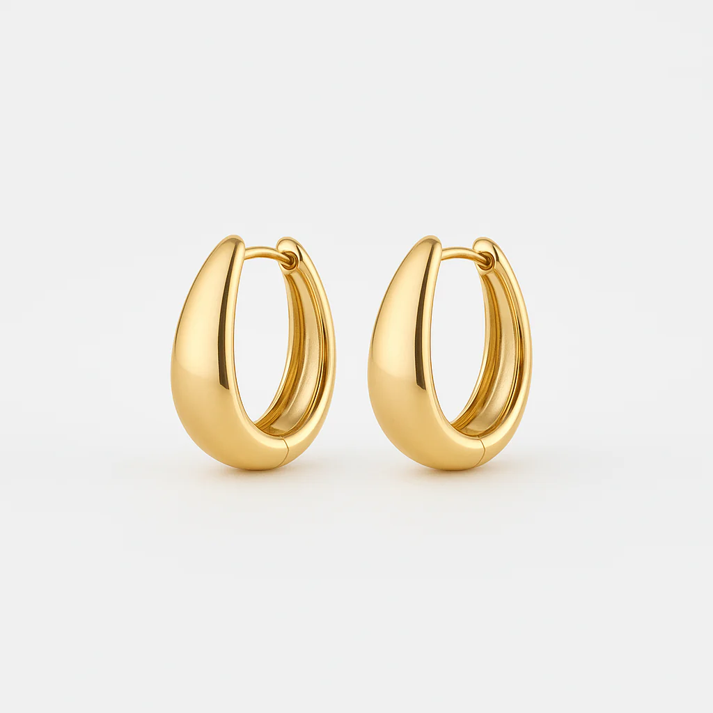 Yellow Gold Oval Earrings - Oh Rosewood